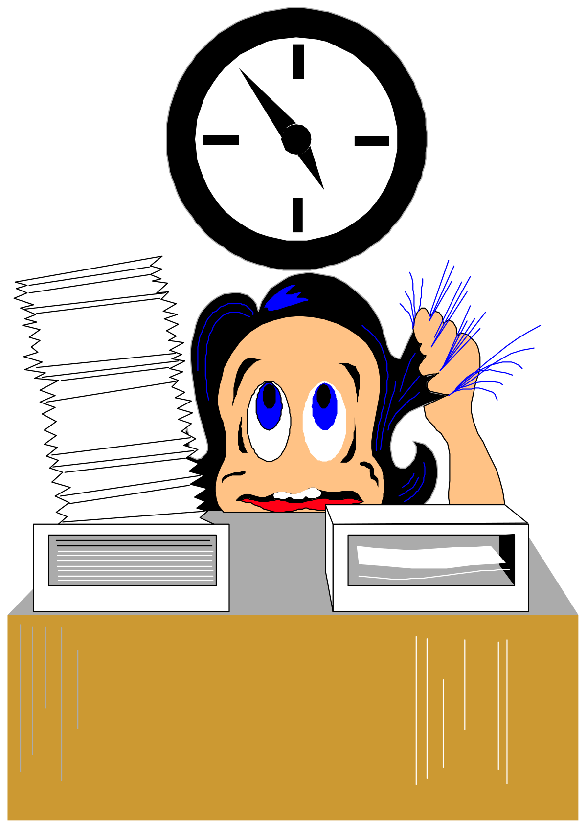 a man is sitting at his desk with a clock above him clip art png transparent Man Sitting at Desk with Clock Above - Engaging Clipart for Professional Settings
