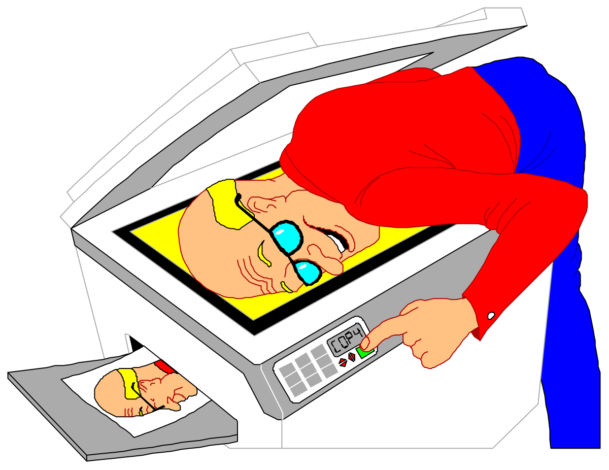 Man in Red Shirt Working on Computer - Professional Clipart