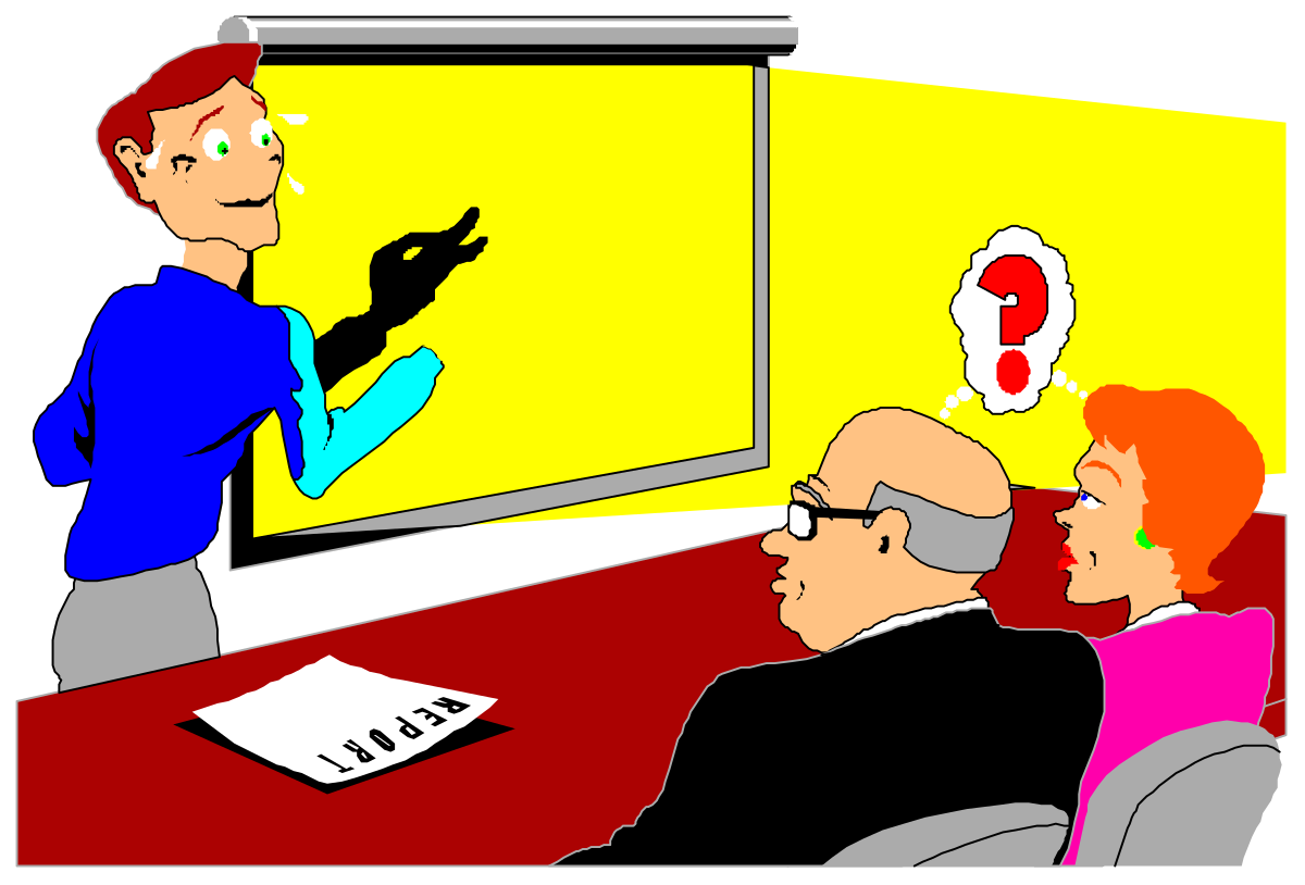Man Conversing with Woman in Front of Computer Clipart