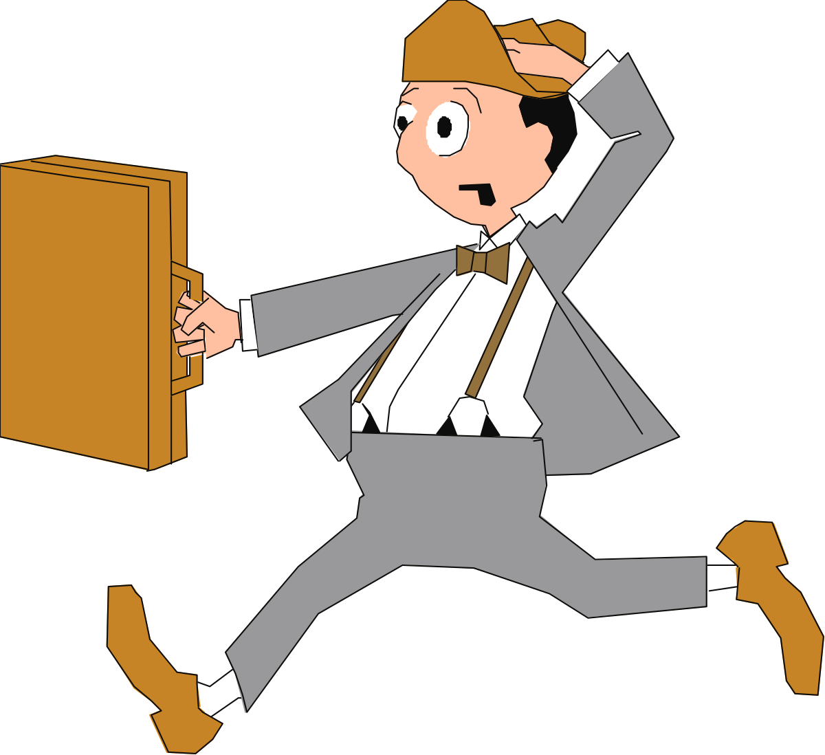 Businessman Running with Briefcase Clipart - Dynamic Corporate Vector