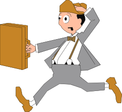 Businessman Running with Briefcase Clipart - Dynamic Corporate Vector