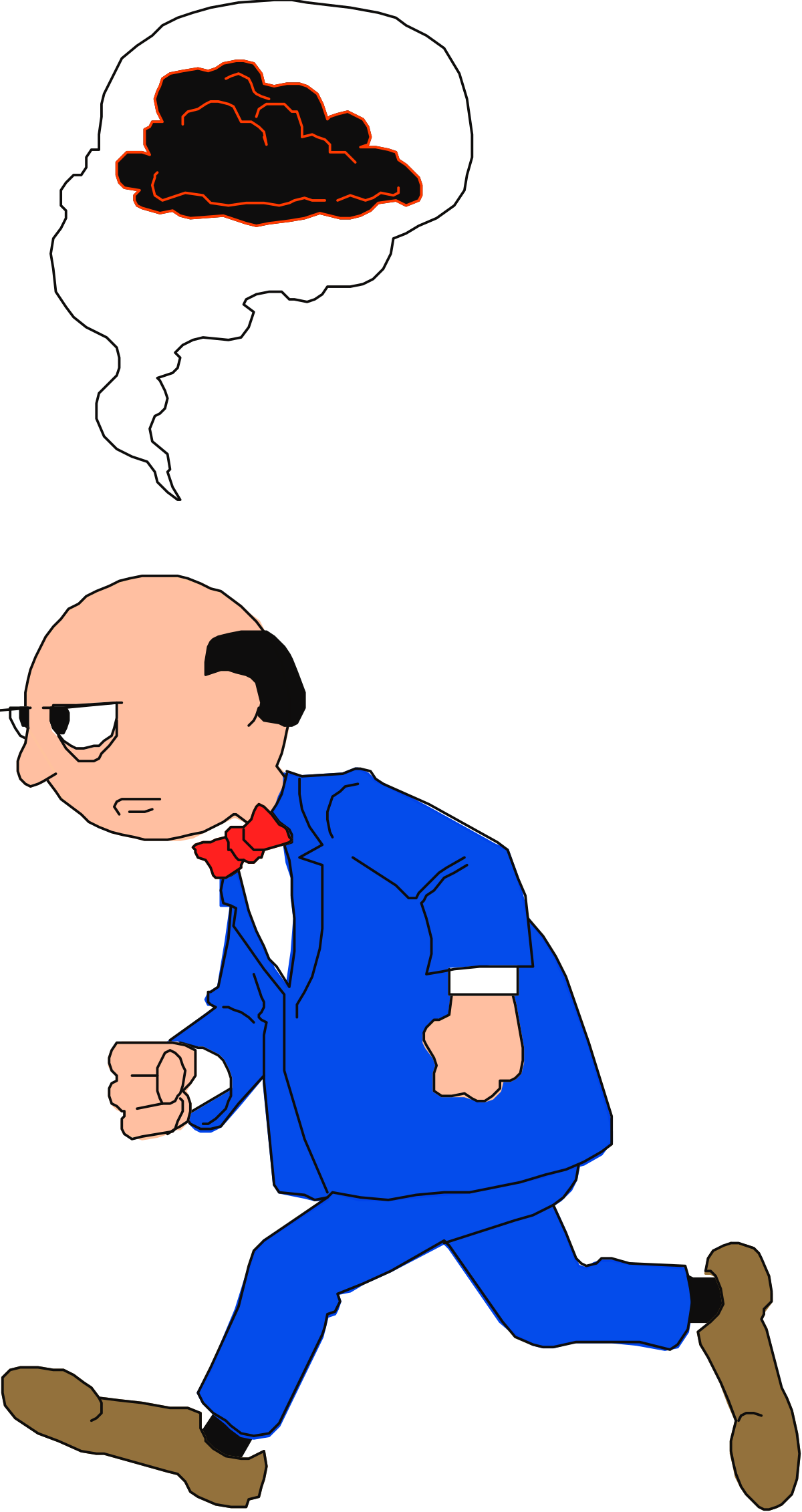 Running Man in Suit with Thought Bubble Clipart