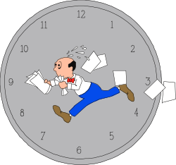 Man Running in Front of a Clock - Dynamic Clipart for Timeliness