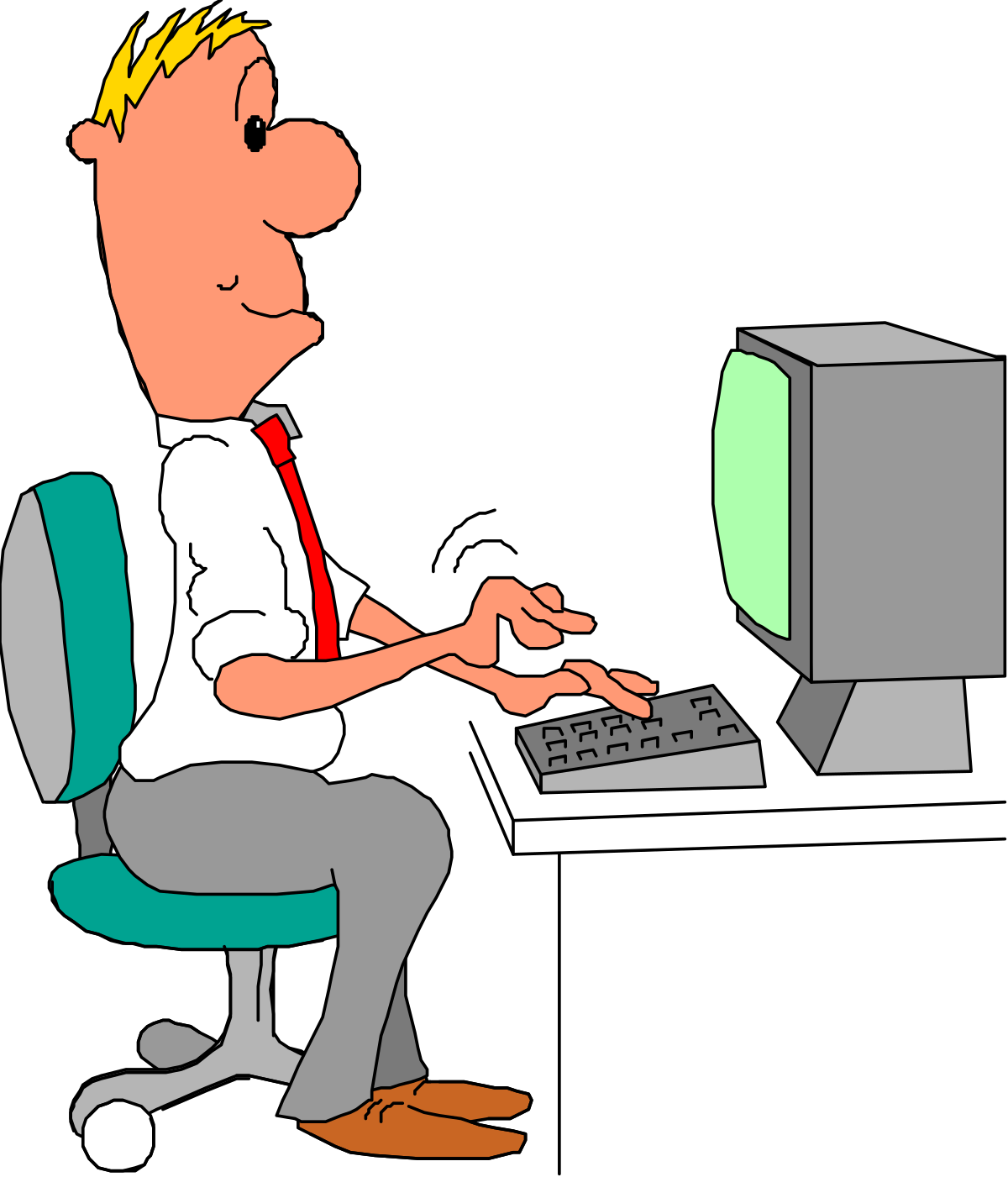 Man Sitting at Computer - Professional Clipart for Your Projects