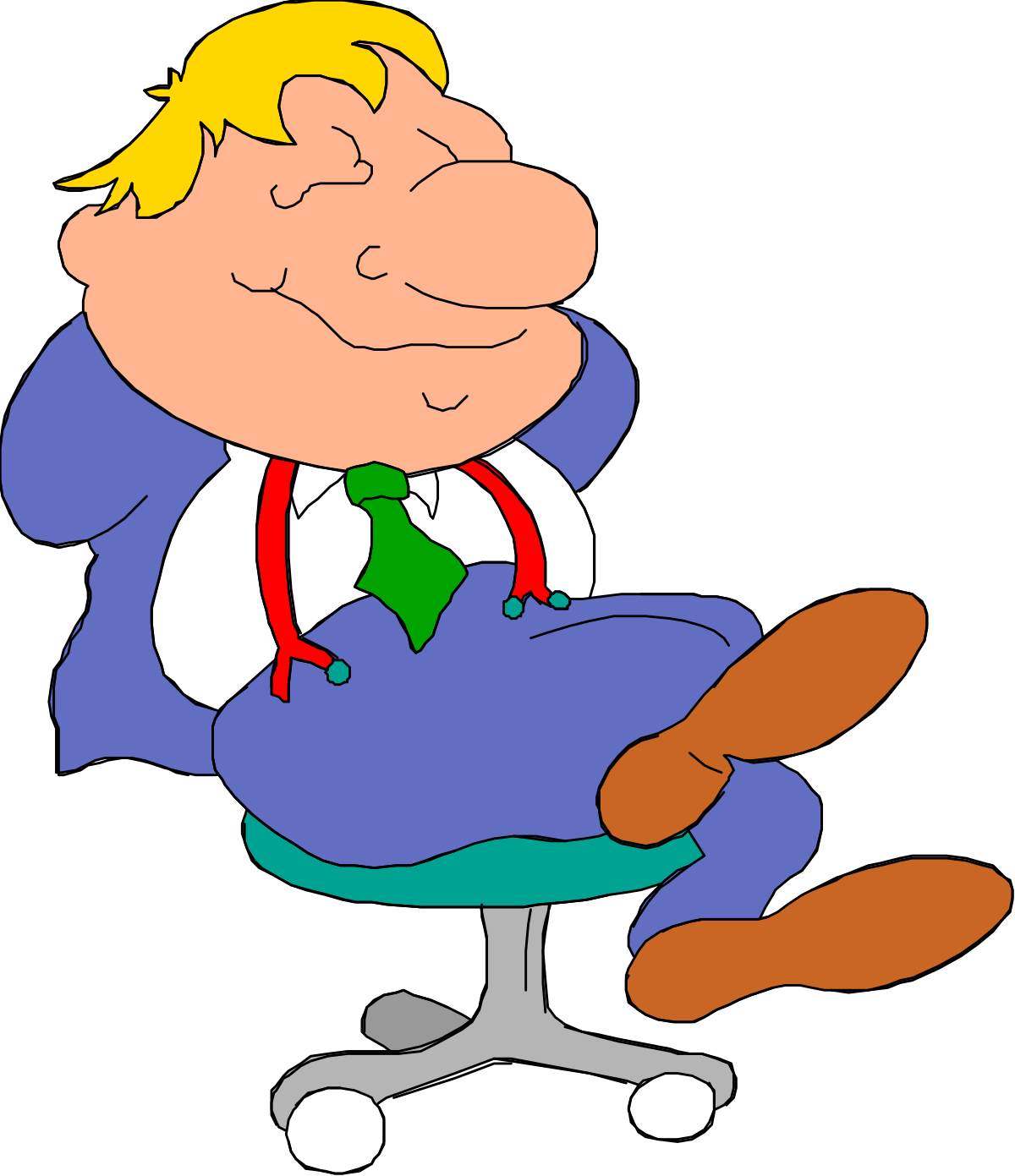 Cartoon Man Sitting Cross-Legged on Chair  Fun Clipart Illustration