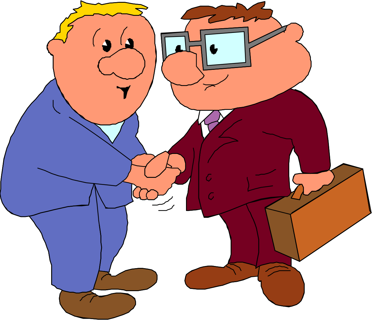 Business Agreement: Two Men in Suits Shaking Hands Clipart