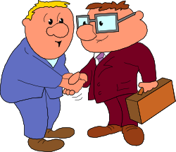 Business Agreement: Two Men in Suits Shaking Hands Clipart