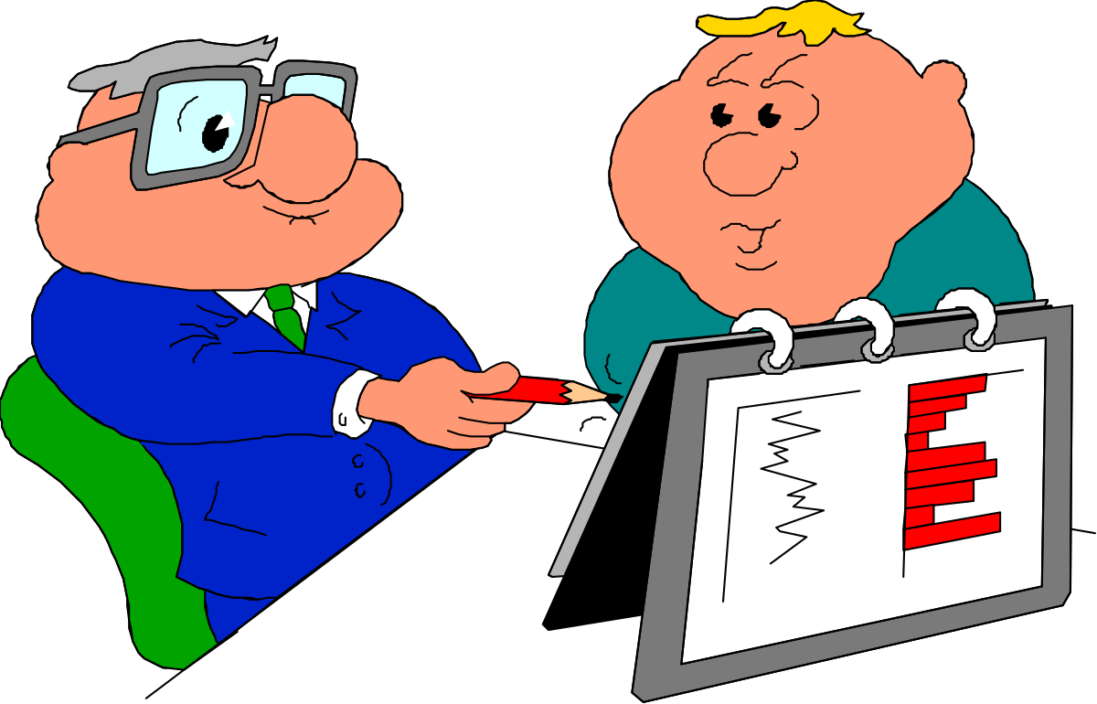 Man in Suit Pointing at Clipboard - Professional Clipart