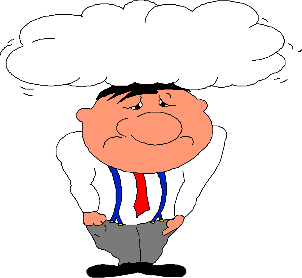 a cartoon man with a cloud on his head clip art png transparent Cartoon Man with Cloud on Head - Whimsical Clipart Design