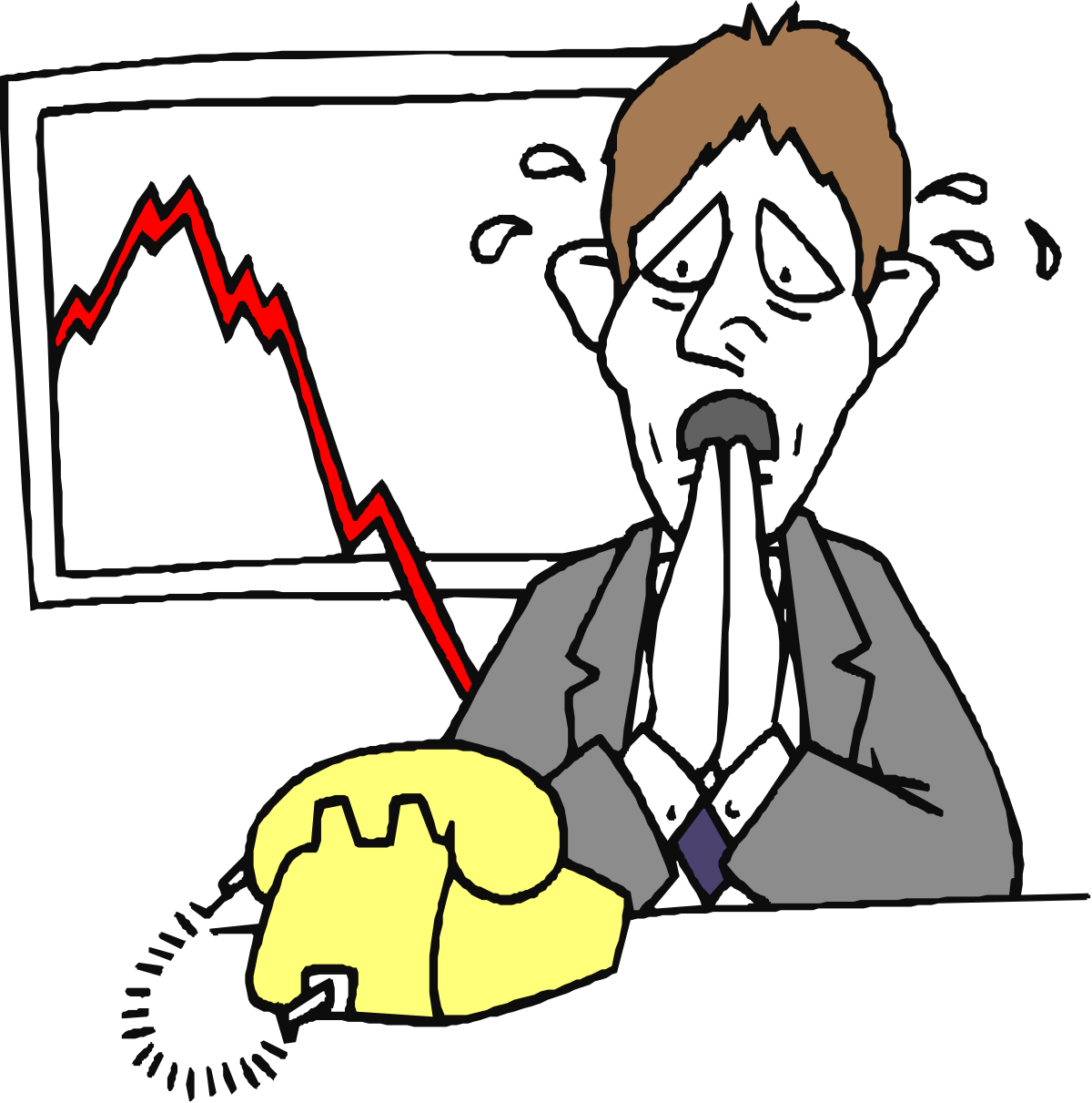 Businessman in Suit Analyzing Chart Clipart for Professional Use