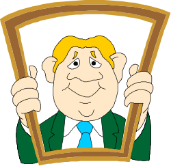 Stylish Man in Suit Holding a Frame Clipart