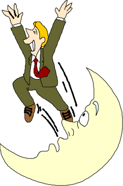 Man in Suit Jumping Over the Moon - Dynamic Clipart