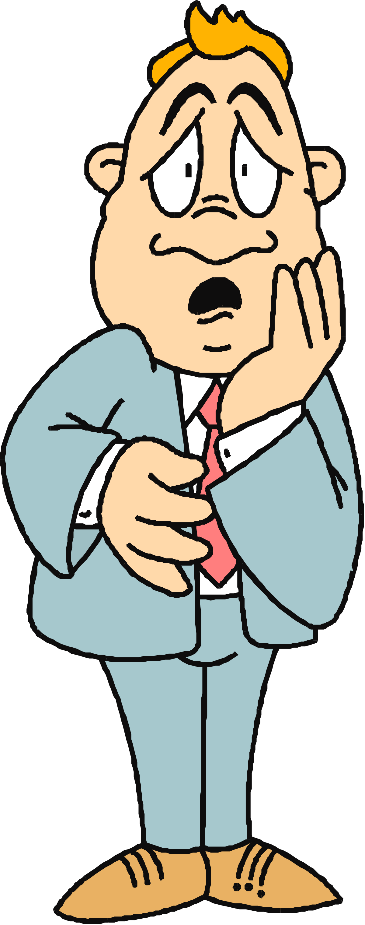 Businessman in Suit with Hand on Face - Engaging Clipart for Professional Use