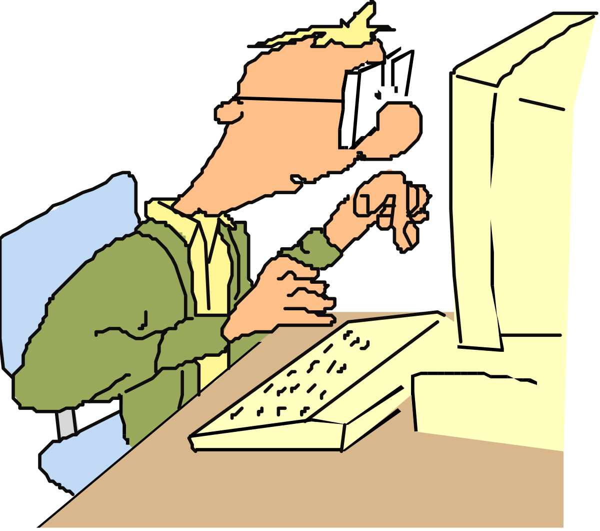 Man at Desk with Computer Clipart - Perfect for Work Themes
