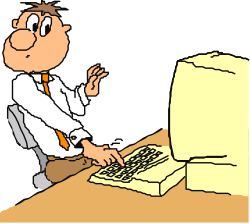 Man at Desk with Computer Clipart: Professional Work Environment