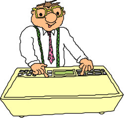 Man in Tie and Glasses Writing on Paper Clipart