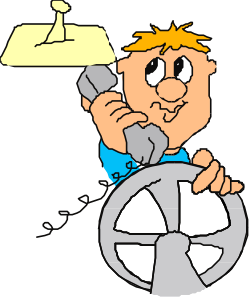 Cartoon Boy with Steering Wheel and Sign Clipart for Fun Designs