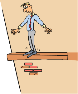 Cartoon Man Standing on a Ledge - Playful Clipart for Your Creative Projects