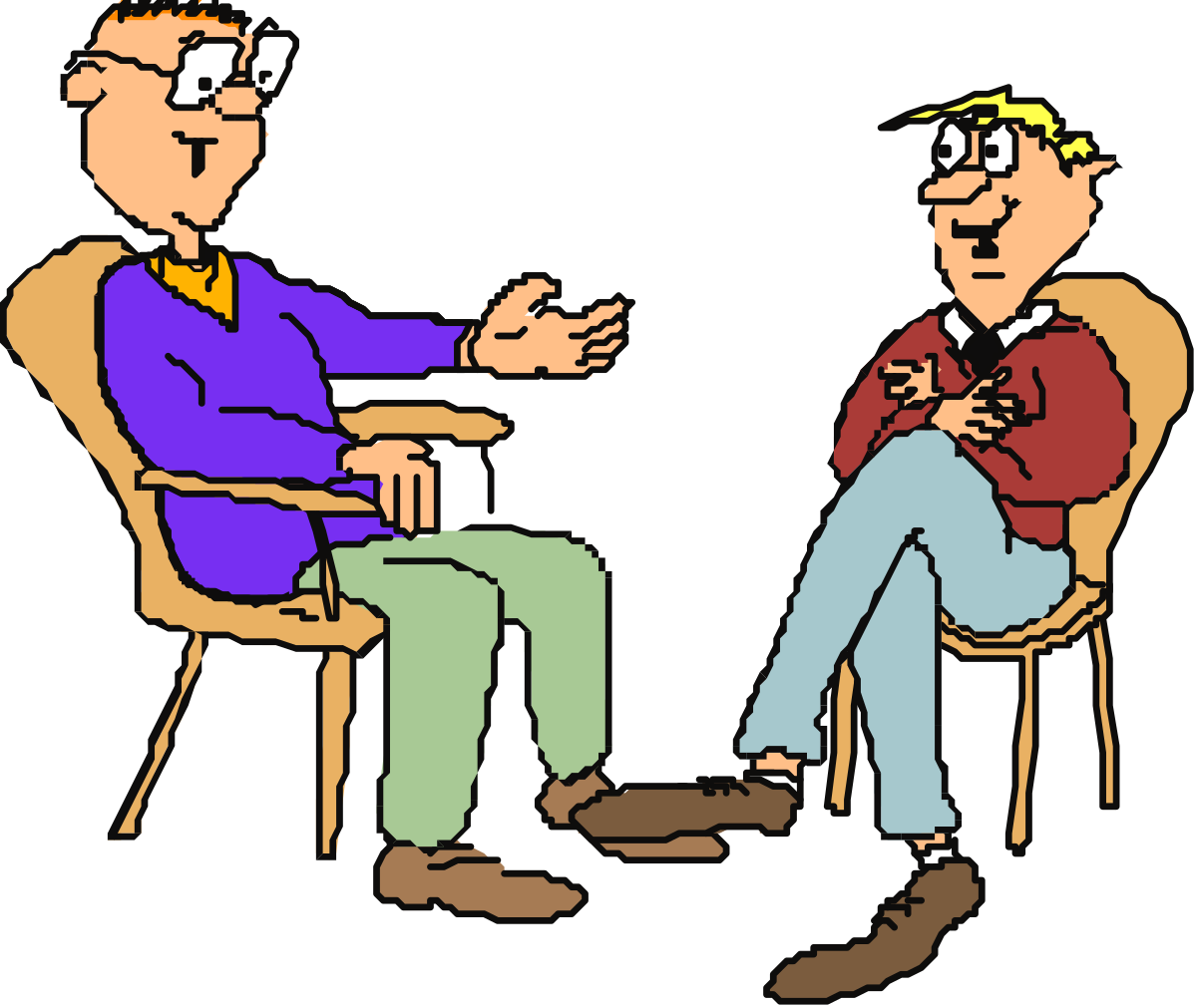 a man sitting in a chair talking to another man clip art png transparent Man Sitting in Chair Talking to Another Man Clipart