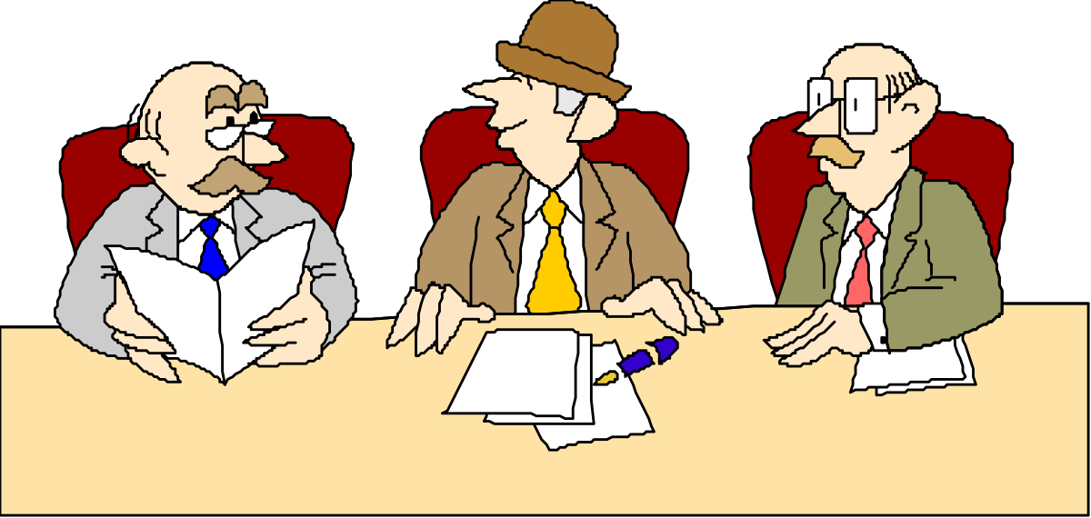 Three Men Talking at a Table - Engaging Clipart Scene