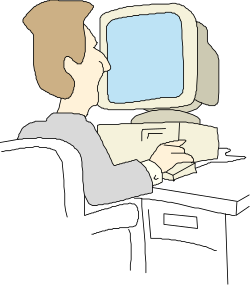 Man Holding Computer Monitor Clipart  Ideal for Digital Themes