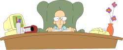 Man Sitting at Desk with Book Clipart - Ideal for Educational Themes