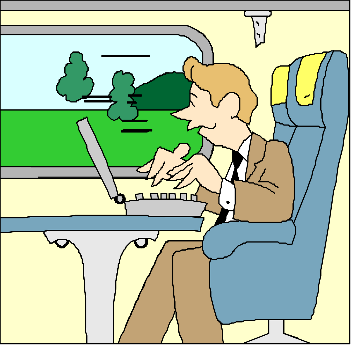Man on Train with Laptop Clipart: Express Your Journey