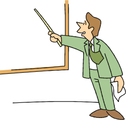Businessman in Suit Pointing at Whiteboard Clipart for Corporate Presentations