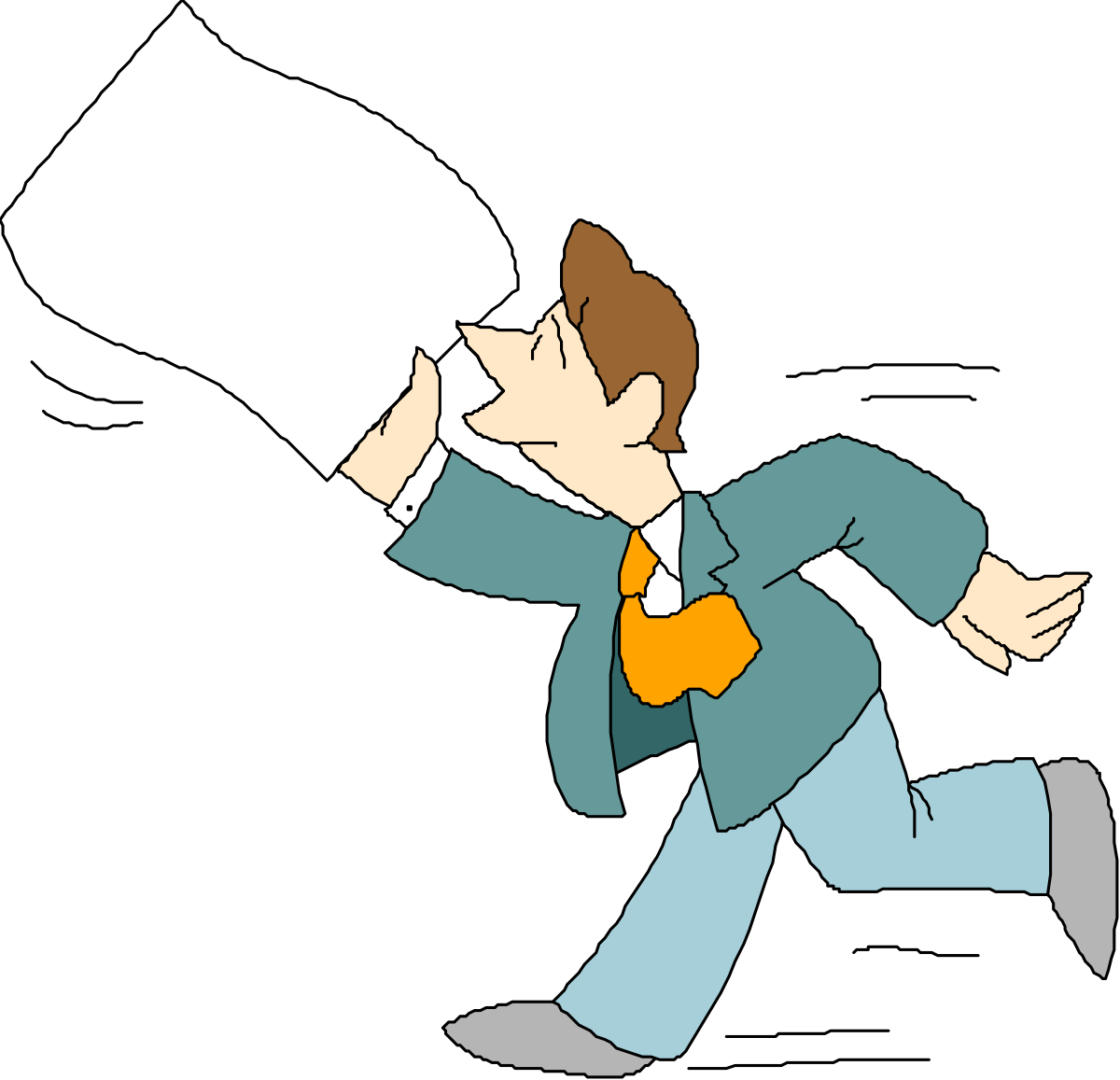 a man in a suit running with a paper clip art png transparent Businessman Running with Paper Clipart - Dynamic SVG Illustration