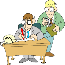 Man and Dog Sitting at Desk Clipart - Perfect for Relaxed Work Scenes