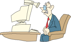 Businessman in Suit Sitting at Desk with Computer - Professional Clipart