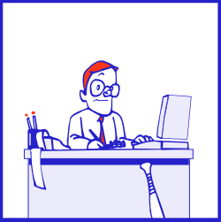 Man Sitting at Desk with Laptop - Versatile Clipart for Professional Use
