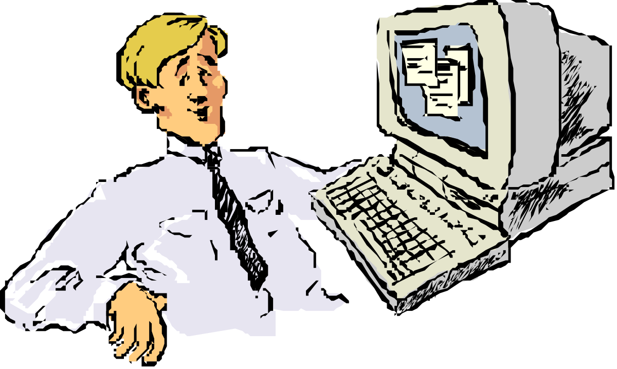 Laptop Clipart: Man in White Shirt Holding Modern Technology