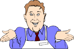 Business Man in Blue Suit Pointing Clipart