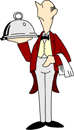 Man in Red Jacket Holding Tray Clipart for Creative Projects