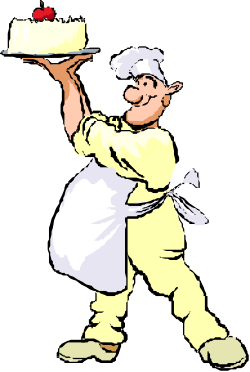 Chef Carrying a Cake on a Tray - Delightful Culinary Clipart