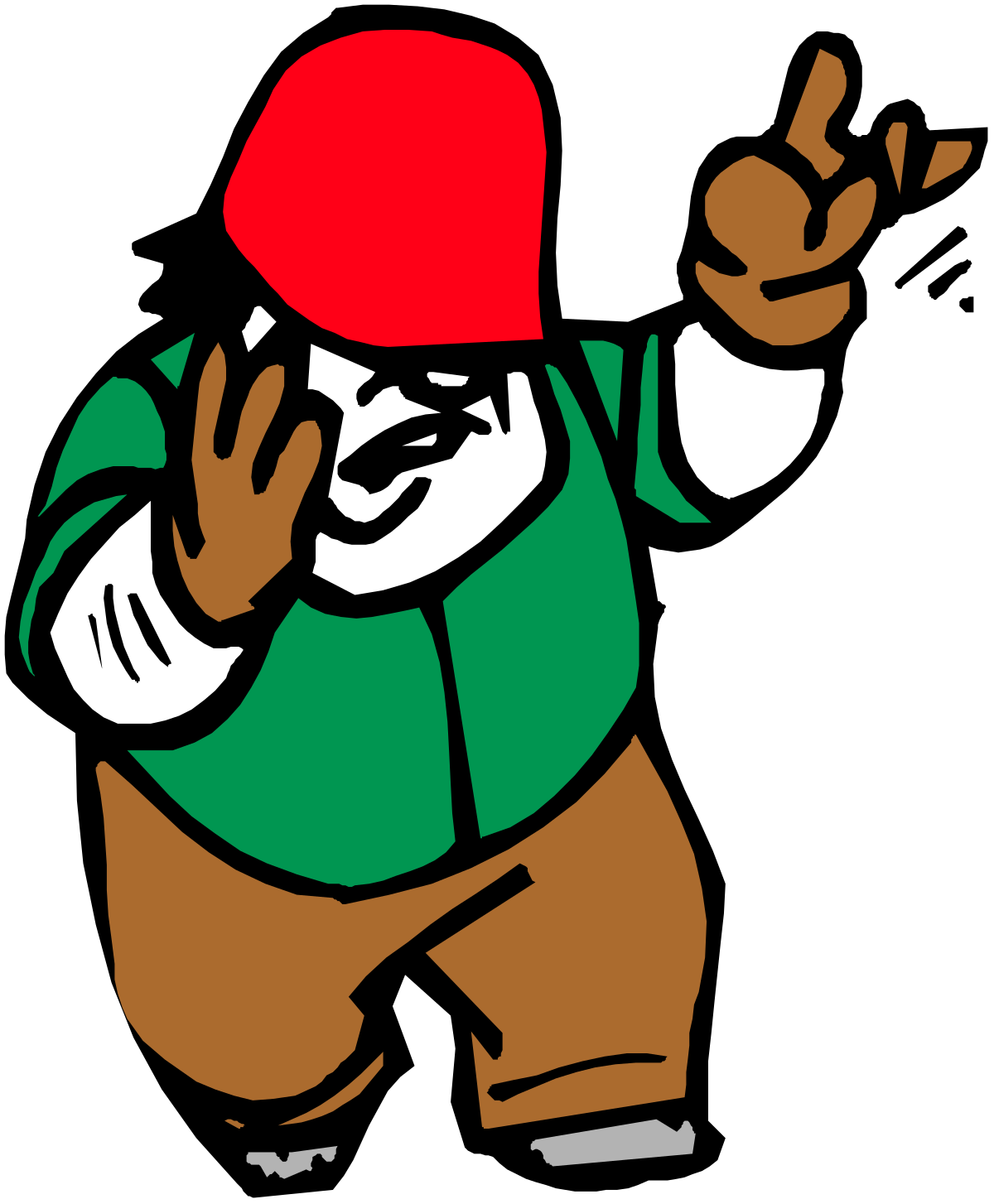 a cartoon character with a red hat and green shirt clip art png transparent Cartoon Character in Red Hat and Green Shirt - Playful Clipart