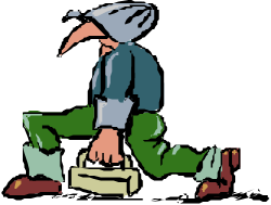 Person Sitting on Chair with Suitcase Clipart