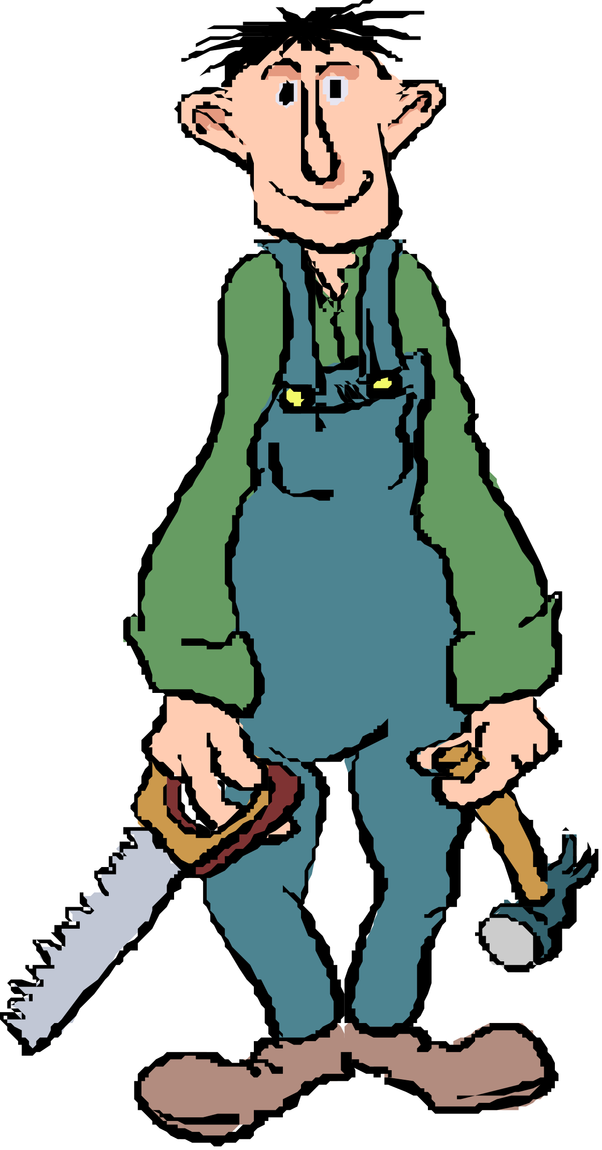 a cartoon man with a saw and a saw clip art png transparent Cartoon Man with Saw - Vibrant Clipart for DIY Projects