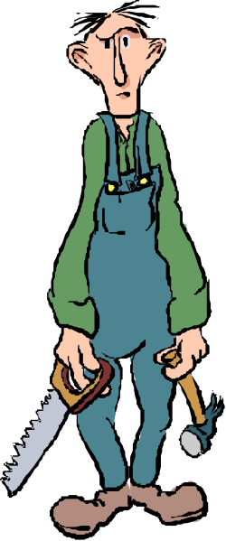 Cartoon Man with Saw - Dynamic Clipart for Creative Projects