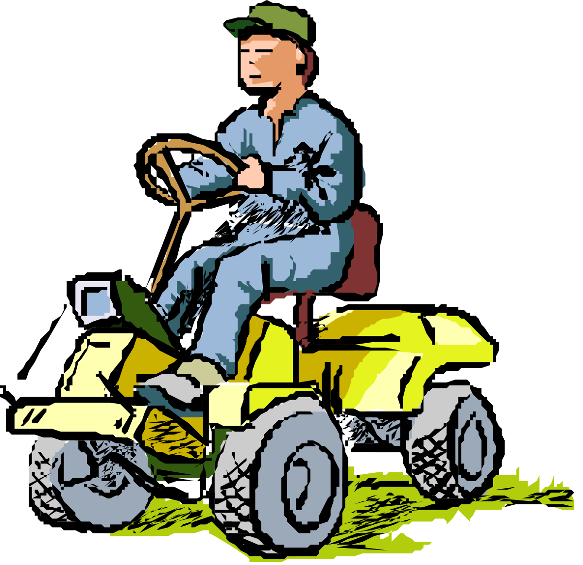 Yellow ATV Rider Clipart: Adventure on Wheels