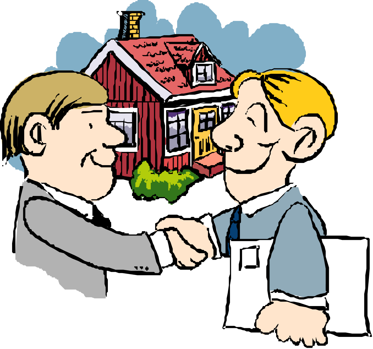 Handshake Clipart: Man and Woman in Front of House