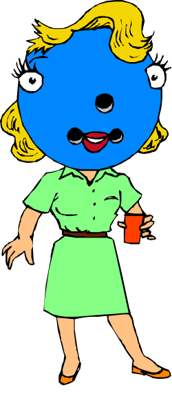 Cartoon Character Clipart: Blue Face and Yellow Hair