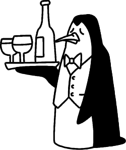 Elegant Man in Suit Holding Wine Tray Clipart