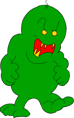 Green Monster with Red Bow Clipart - Fun and Whimsical Character