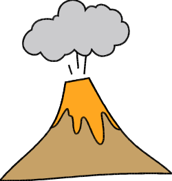 Volcano Eruption Scene with Dramatic Cloud Clipart