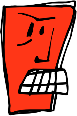 Red and White Logo Featuring Black and White Face Clipart