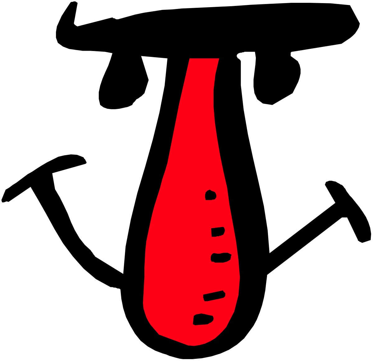 Red Vase Clipart on Black Background: Elegant Decor Element