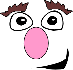 Cute Face Clipart with Pink Nose and Brown Hair