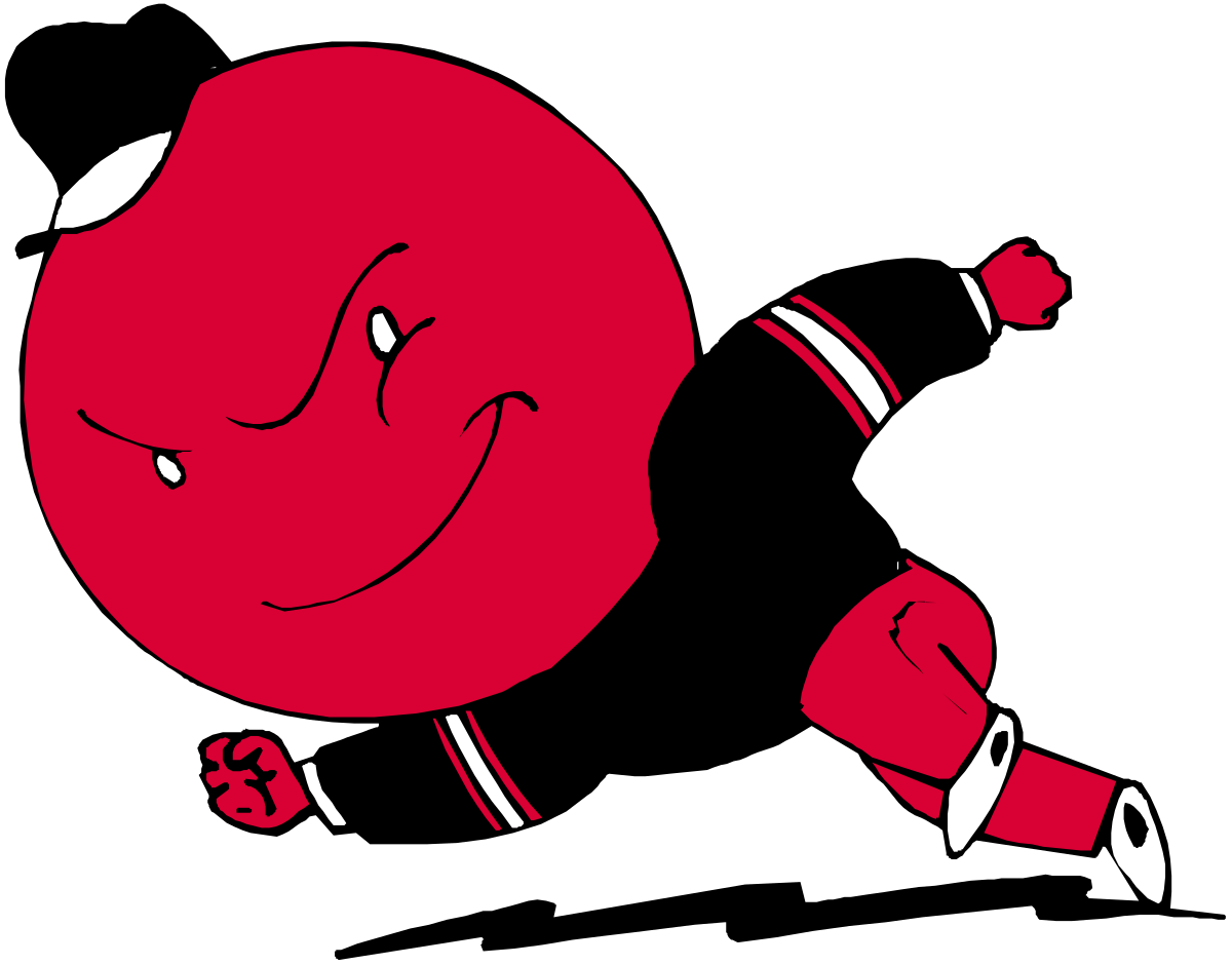 Red Apple Clipart with White Face on Black Background